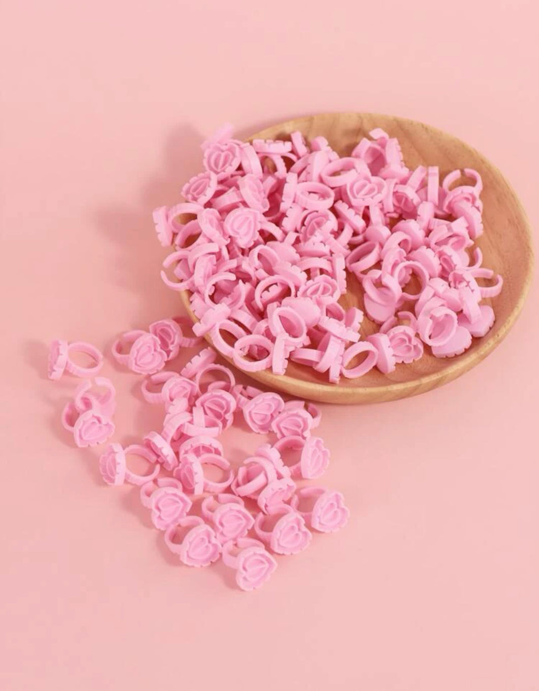 Heart pink glue rings 100pcs